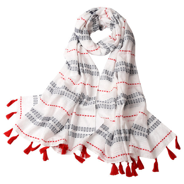 Vasaras sieviešu šalle no plāna auduma ar pušķiem