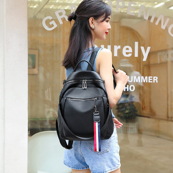 Rucsac casual dama din piele ecologica - cu buzunar frontal