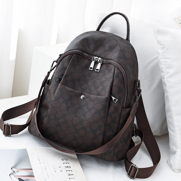 Jauna modeļa sieviešu ādas mugursoma ar diviem rokturiem - trīs krāsās