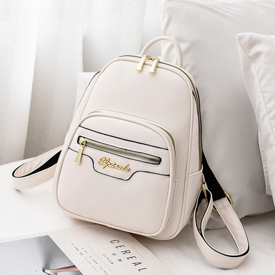 Γυναικείο σακίδιο από οικολογικό δέρμα με μεταλλικό στοιχείο και φερμουάρ