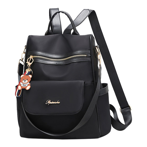 Γυναικείο υφασμάτινο σακίδιο με μπροστινή τσέπη με φερμουάρ και μεταλλικό στοιχείο