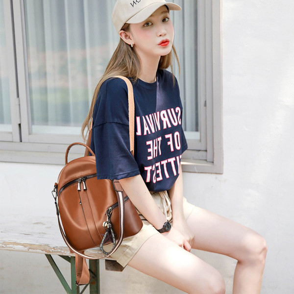 Γυναικείο καθημερινό σακίδιο από οικολογικό δέρμα με φερμουάρ