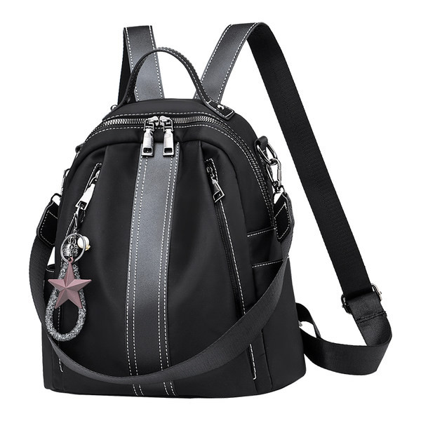 Μοντέρνο γυναικείο σακίδιο με φερμουάρ - μαύρο και κόκκινο χρώμα