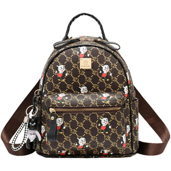 Νέο μοντέλο γυναικείο σακίδιο πλάτης με απλικέ χρώμα και μπροστινή τσέπη