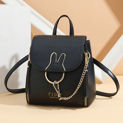 Μοντέρνο γυναικείο σακίδιο από faux δέρμα με μεταλλική αλυσίδα