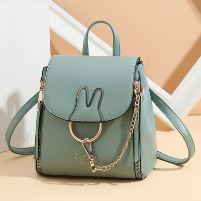 Μοντέρνο γυναικείο σακίδιο από faux δέρμα με μεταλλική αλυσίδα