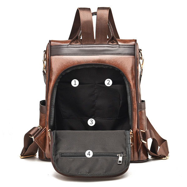 Γυναικείο σακίδιο από οικολογικό δέρμα με μεταλλικά στοιχεία