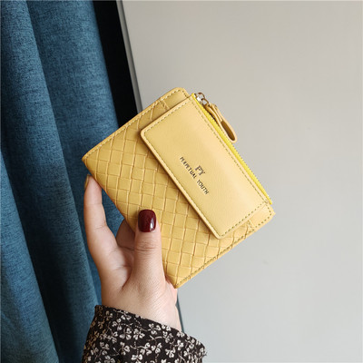 Γυναικείο έκο δερμάτινο πορτοφόλι με επιγραφή και φερμουάρ σε τρία χρώματα