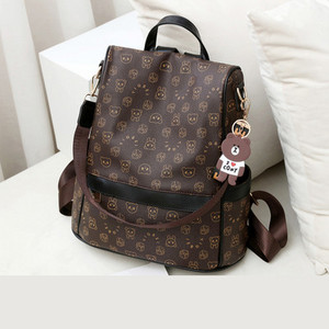 Γυναικείο casual έκο δερμάτινο σακίδιο πλάτης με μπρελόκ αρκουδάκι