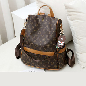 Γυναικείο casual έκο δερμάτινο σακίδιο πλάτης με μπρελόκ αρκουδάκι