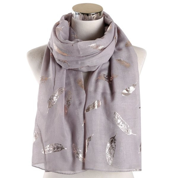 Eșarfă de damă potrivită pentru fiecare sezon cu imprimeu cu pene