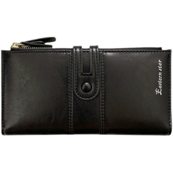 Moderni moteriška piniginė iš eko odos su užtrauktuku ir užsegimu