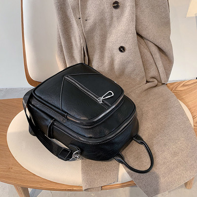 Ikdienas mugursoma sievietēm no eko ādas ar rāvējslēdzējiem