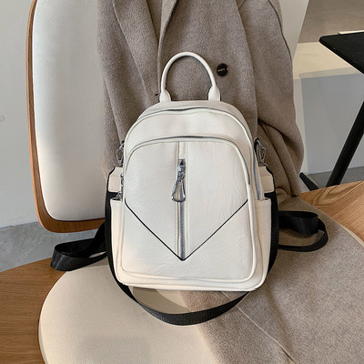 Ikdienas mugursoma sievietēm no eko ādas ar rāvējslēdzējiem