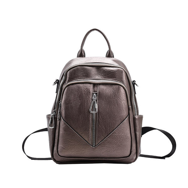 Ikdienas mugursoma sievietēm no eko ādas ar rāvējslēdzējiem