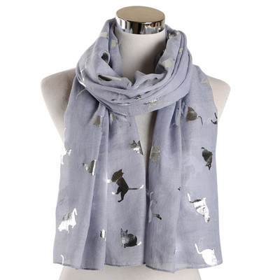Дамски ежедневен шал с котешки принт