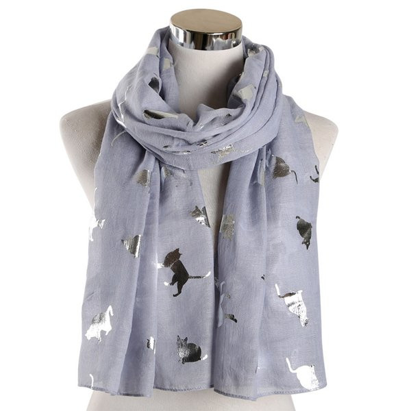 Дамски ежедневен шал с котешки принт