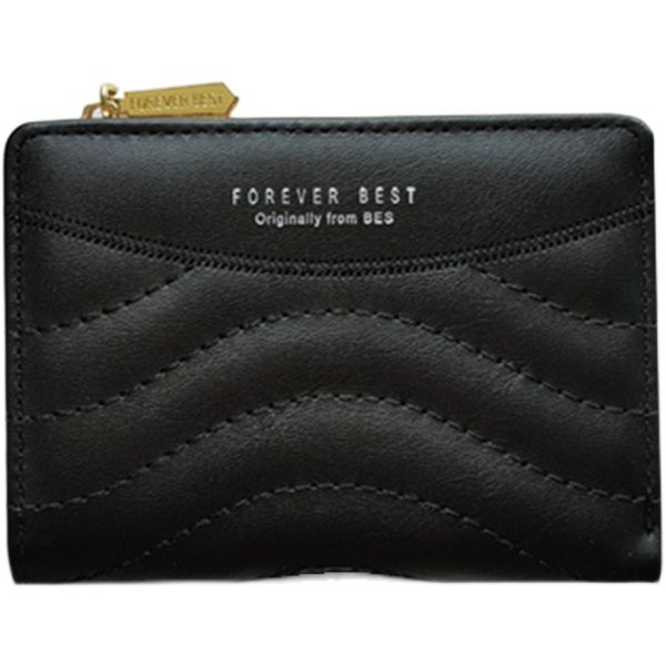 Sieviešu ādas maks ar uzrakstiem un rāvējslēdzēju