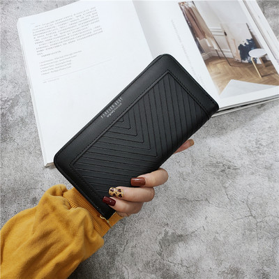 Γυναικείο έκο δερμάτινο πορτοφόλι με φερμουάρ και επιγραφές