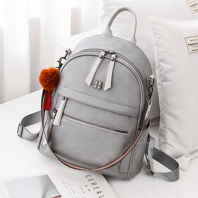 Γυναικείο καθημερινό σακίδιο από οικολογικό δέρμα με φερμουάρ και μπροστινή τσέπη