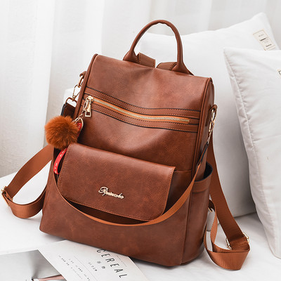 Νέο μοντέλο γυναικείο έκο δερμάτινο σακίδιο με μπροστινή τσέπη και λαβές