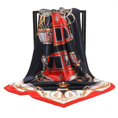 Стилен дамски шал с многоцветен принт 