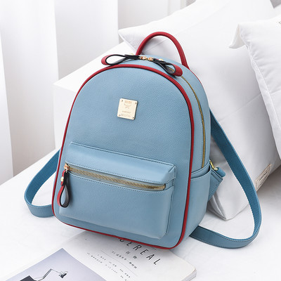 Дамска раница от еко кожа с заден и преден джоб с цип