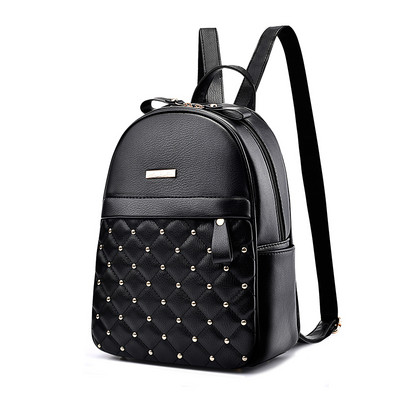 Γυναικείο σακίδιο με πλαϊνές τσέπες από δέρμα