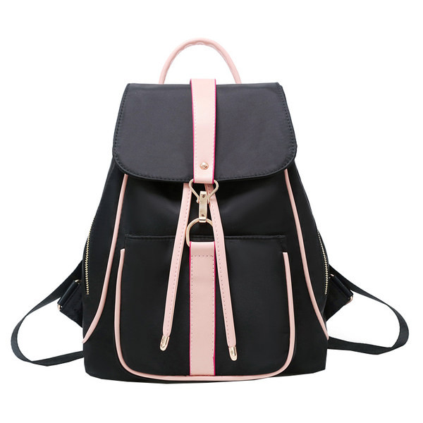Дамска раница от плат с метално закопчаване 