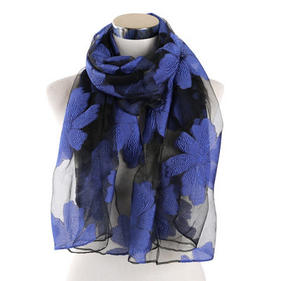 Дамски стилен шал от мрежест плат с декорация на цветя