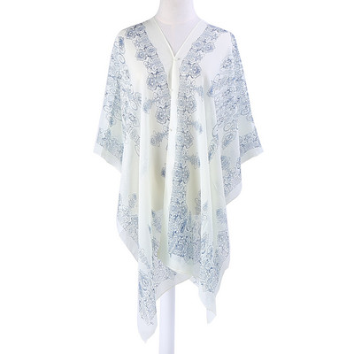 Μακρύ γυναικείο κασκόλ με κουμπιά και έγχρωμη εκτύπωση