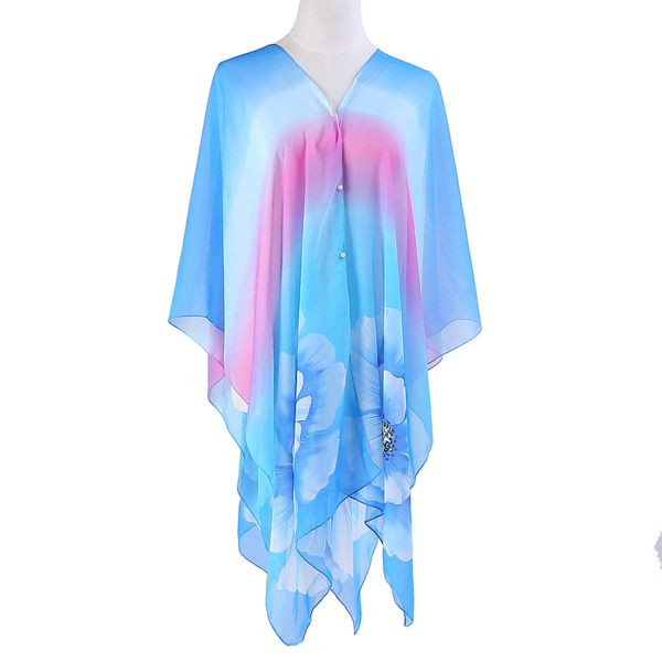 Μακρύ γυναικείο κασκόλ με κουμπιά και έγχρωμη εκτύπωση