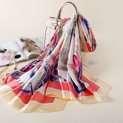 Κομψό γυναικείο κασκόλ κατάλληλο για καλοκαίρι με λουλουδάτη διακόσμηση