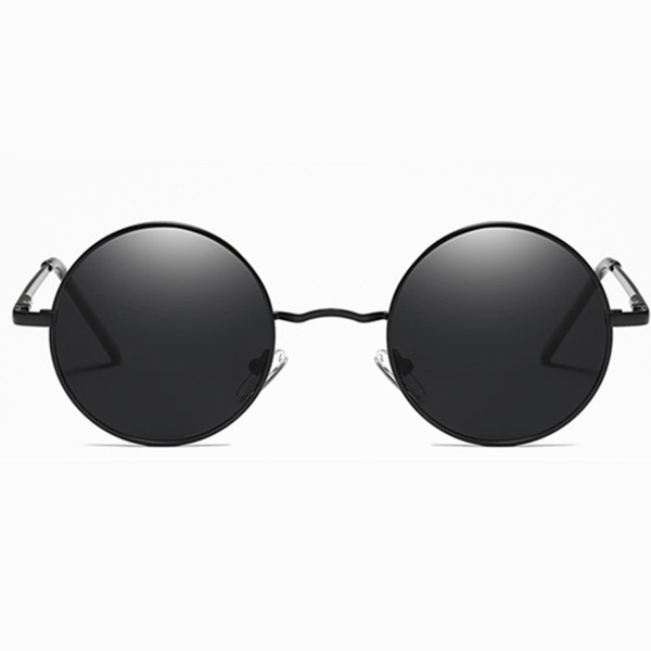 Modernas sieviešu saulesbrilles ar plānu ietvaru apaļā formā