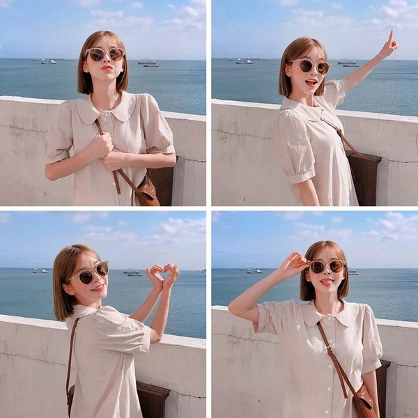 Ochelari de soare moderni cu lentile rotunde si rama din plastic