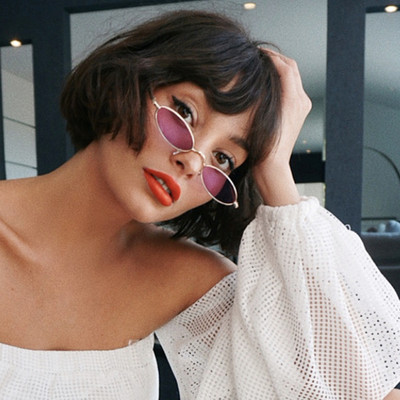 Sieviešu retro saulesbrilles ar plāniem metāla rāmjiem