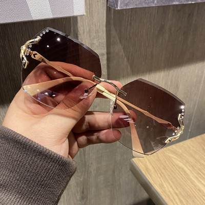 Дамски квадратни очила с камъни и тънки рамки 