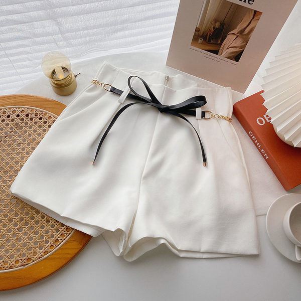 Pantaloni scurți model nou cu model lat cu centură