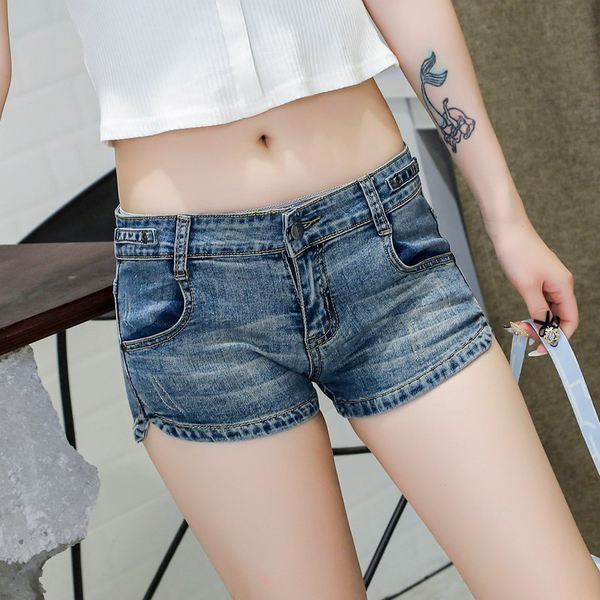 Pantaloni scurți casual de damă din denim model uni