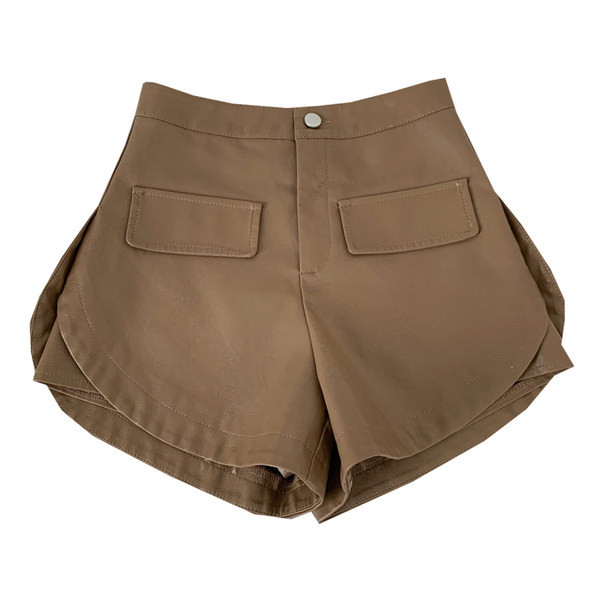 Ležerne kratke hlače visokog struka od umjetne kože