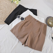 Sieviešu šorti ar augstu vidukli un rāvējslēdzēju trīs krāsās