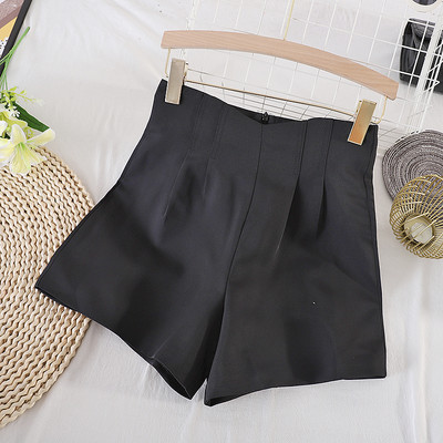 Sieviešu šorti ar augstu vidukli un rāvējslēdzēju trīs krāsās