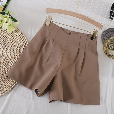 Sieviešu šorti ar augstu vidukli un rāvējslēdzēju trīs krāsās