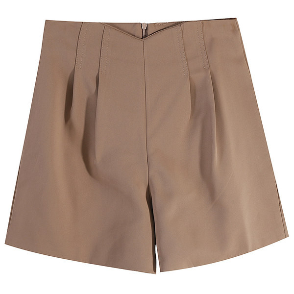 Sieviešu šorti ar augstu vidukli un rāvējslēdzēju trīs krāsās