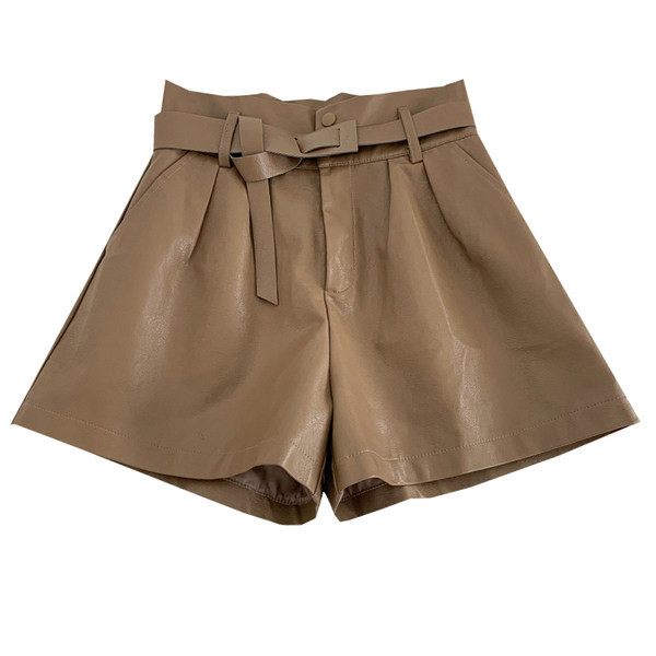 Modes šorti no eko ādas ar augstu vidukli