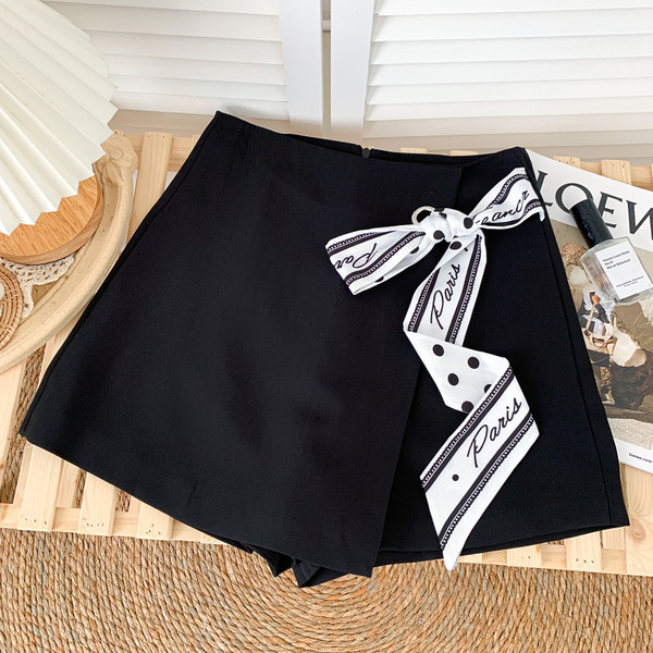 Fusta-pantaloni de dama model nou cu cravate alb-negru