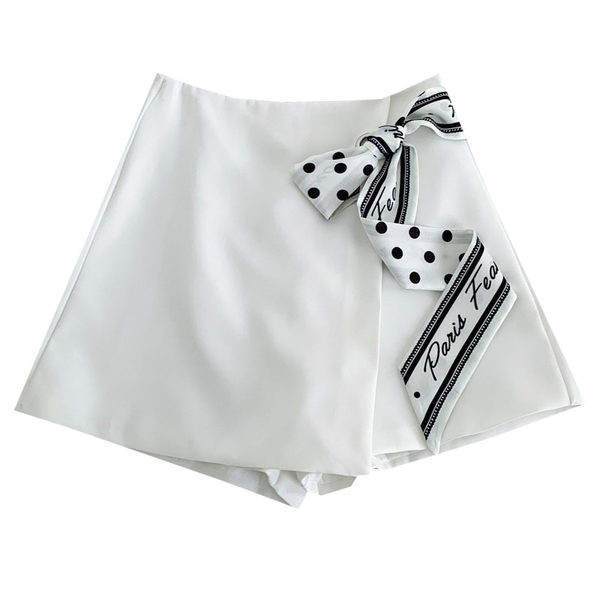 Fusta-pantaloni de dama model nou cu cravate alb-negru