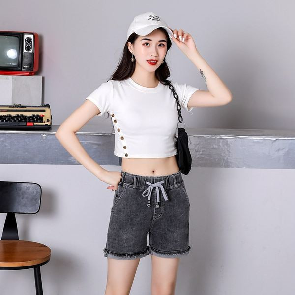 Moderne ženske traper hlače s visokim strukom i vezicama