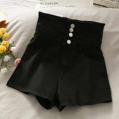 Pantaloni scurți din denim de damă cu talie înaltă și cravate