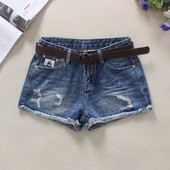 Sieviešu džinsa šorti ar saplēstiem motīviem un kabatām